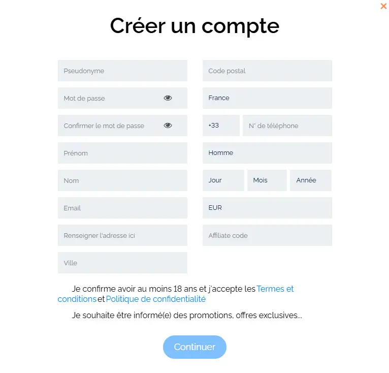Processus d'inscription DrippyBet Casino